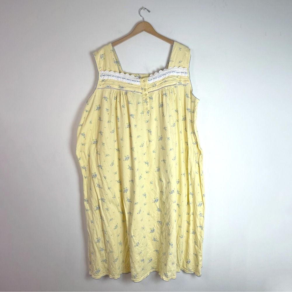 Floral Cotton Dress Sz 4X Yellow Cottagecore Romantic Feminine Prairie